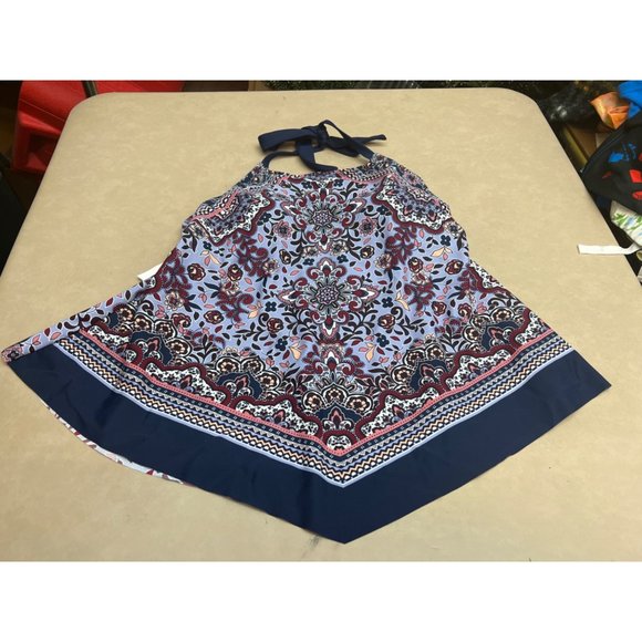 Women's Plus Size Halter Cinch Tankini Top - Kona Sol Multi Floral 1X - Picture 4 of 6